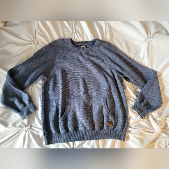 Mens Roots blue knitted crew neck sweater FREE SHIPPING! - Picture 1 of 3